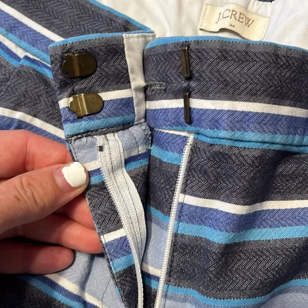 J. Crew Blue and White Bermuda Shorts Nautical Style